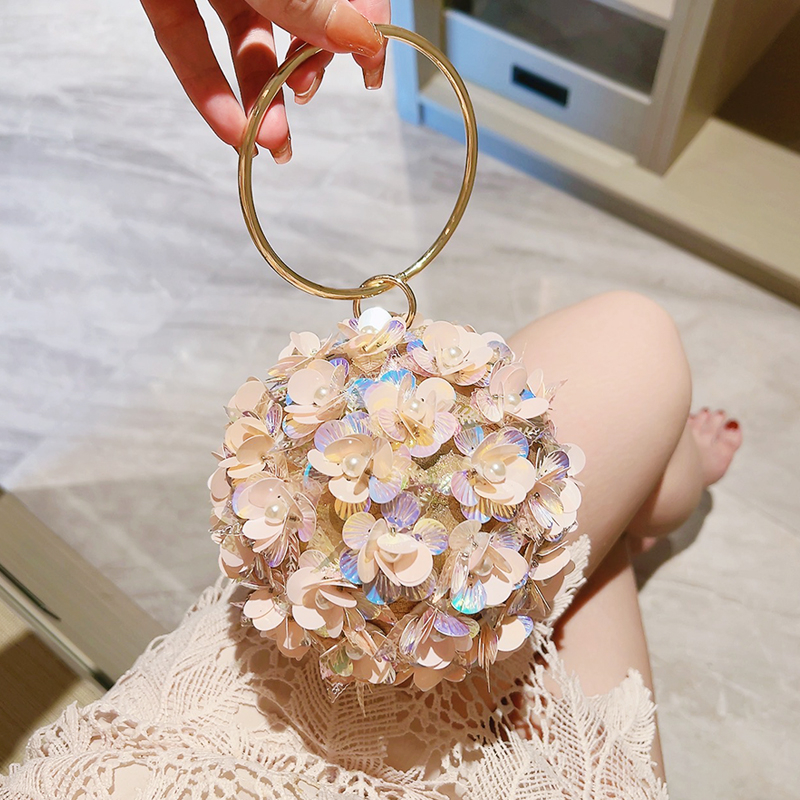 Clutch Bag Evening - Мини-вечерняя сумка с блестками и цветком,