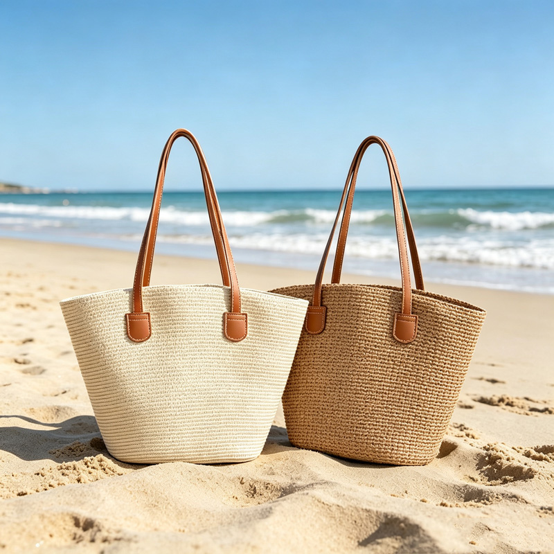 Women Bags Casual - CLAREGQI Женская однотонная соломенная сумка-тоут, вместительная