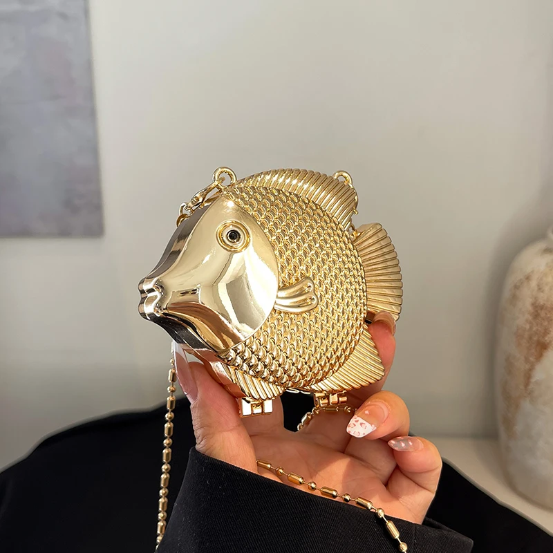 Clutch Bag Evening - Милая маленькая рыбка в форме металла,