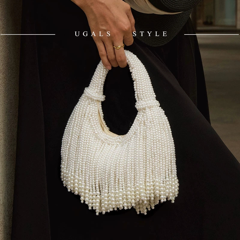 Women Bags On Sale - Дизайнерская вечерняя сумка-клатч с жемчужной ручкой
