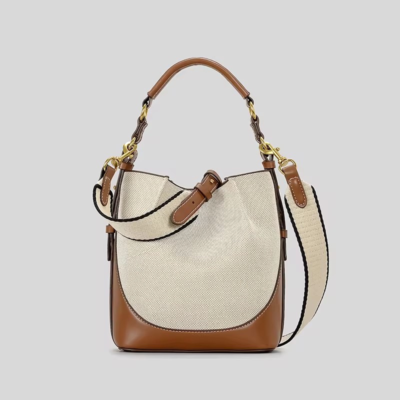 Women Bags Zara - Модная парусиновая сумка-ведро со вставками, дизайнерские